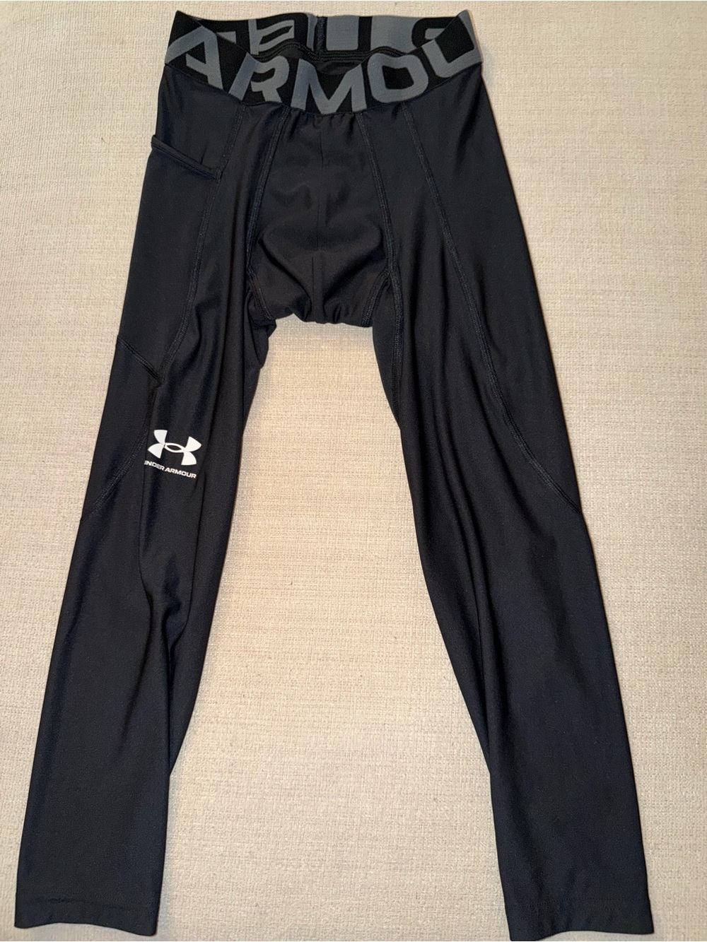 Under Armour Black Athletic Compression Tights with Logo Waistband